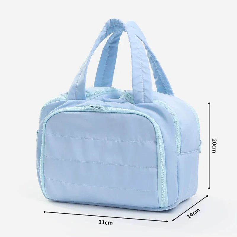 Travel Portable Large Capacity Toiletry Bag, Back Zipper Bag with PVC Waterproof Lining, A Good Helper for Travel Storage