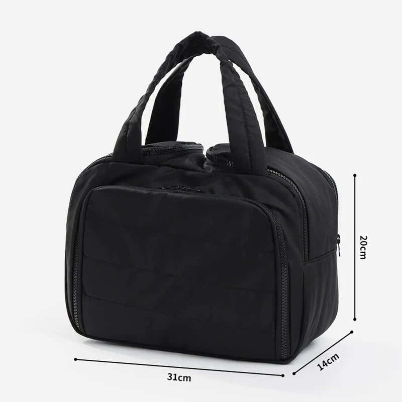Travel Portable Large Capacity Toiletry Bag, Back Zipper Bag with PVC Waterproof Lining, A Good Helper for Travel Storage