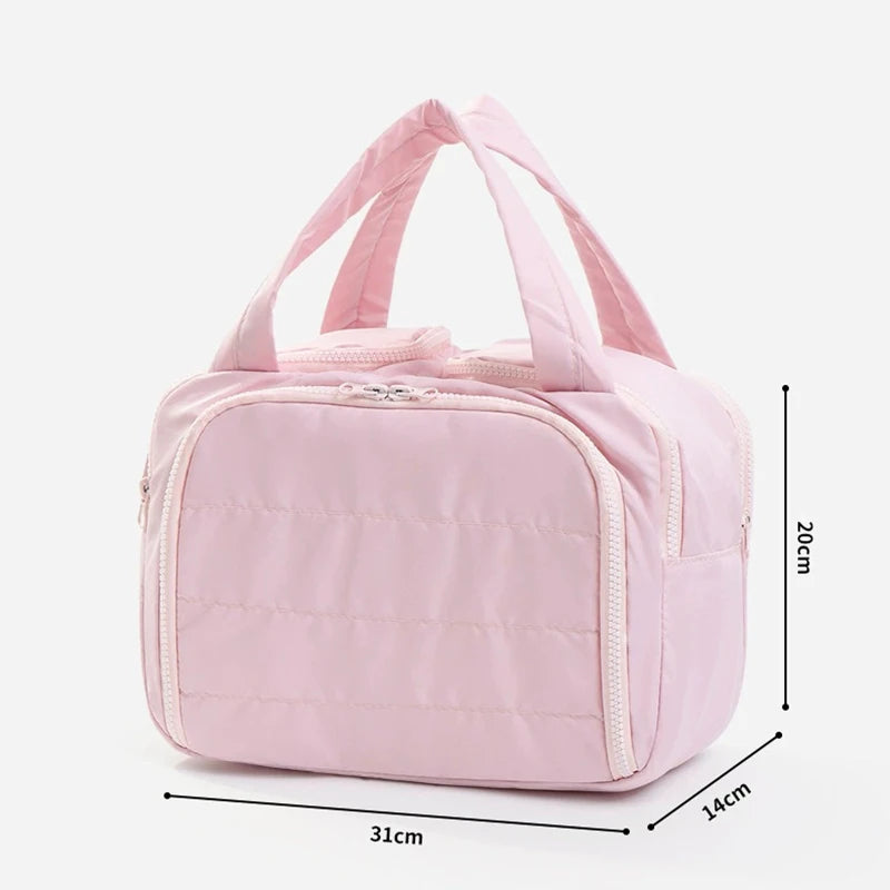 Travel Portable Large Capacity Toiletry Bag, Back Zipper Bag with PVC Waterproof Lining, A Good Helper for Travel Storage